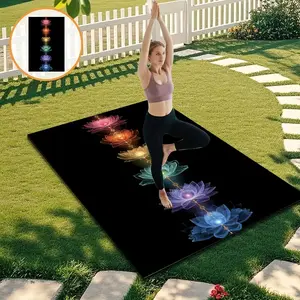 Women's Anti-Slip Thickened Wide Long Yoga Mat, Home Fitness Pad for Beginners, Lotus Pattern Stretch Pilates Exercise Mat