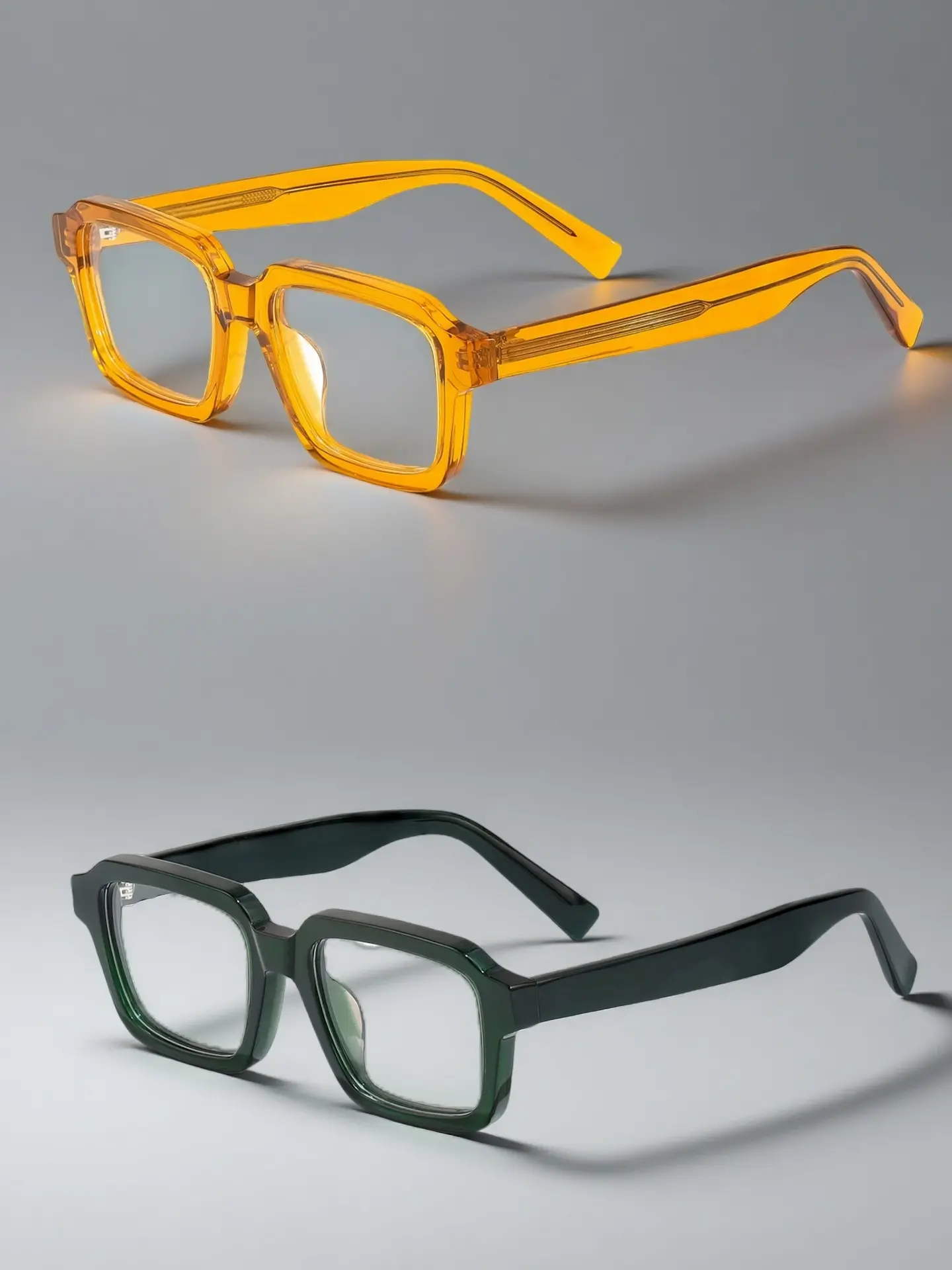 Caterside High-Quality Acetate Square Glasses Frame, Vintage Long Rectangle Flat Lenses, Unisex Design for Music Festivals, Weddings & More