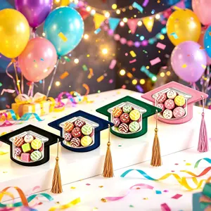 Graduation Cap Candy Box 2026 Class Grad Candy Dome Greeting Card Gift with Tassel Chocolate Holder for Friend Students Teachers School Party Favors Candy Holder Graduation Gifts Supplies