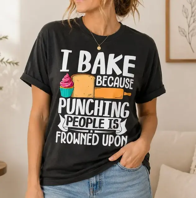 Cute Baking Lover Baker T-Shirt, Funny Cupcake Pastry Chef Bakery Graphic Tee for Women