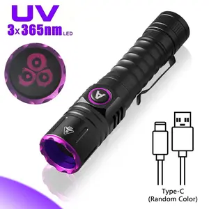 VASTFIRE 5W 365nm UV Flashlight Professional Black Light for Leak Detection Jewelry Authentication Type-C Charging Fixed Focus 2 Pack