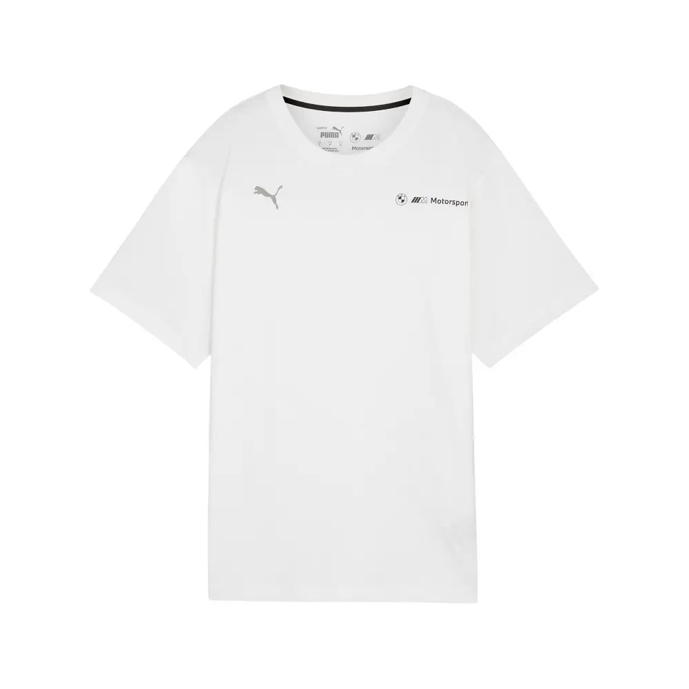 PUMA Womens Bmw M Motorsport Essentials Logo Crew Neck Short Sleeve Casual Tops Casual - White