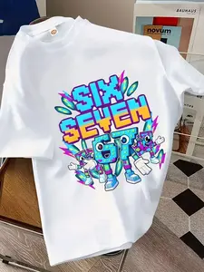 Summer Fashion Boy Casual Short Sleeve, Creative Cartoon Animal Pattern Design, Outdoor Wear T-Shirt, Loose Fit Long Tee