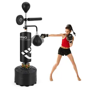 Punching Bag with Stand for Adult with Relax Bar, Speed Bag and Hitting Target, 5 in 1 Heavy Boxing Bag Freestanding, Kickboxing Bag Adjustable Height
