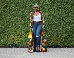 PLUS SIZE Vivid Color Block Plaid Maxi Dress