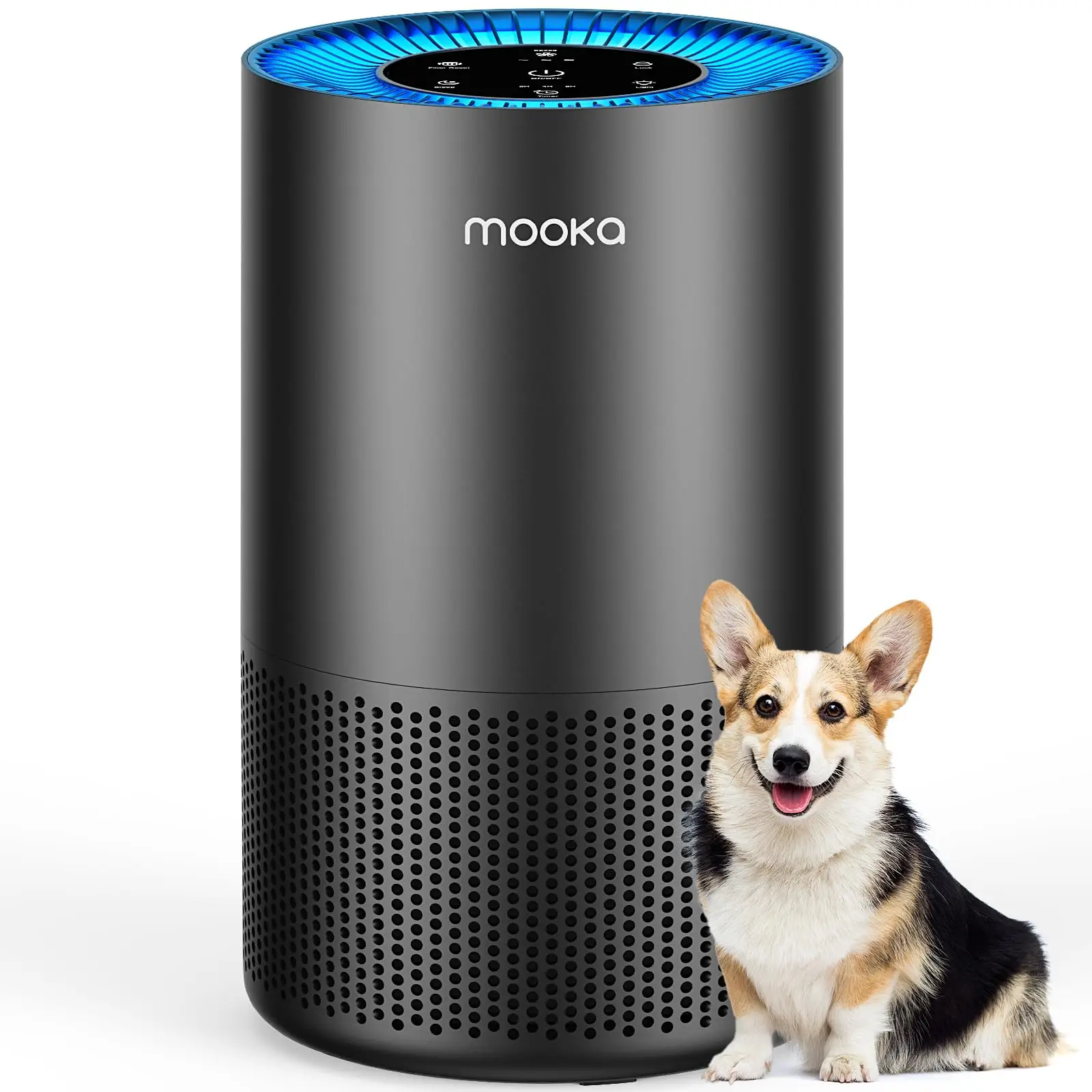 Air Purifiers for Home Large Room Pets Up to 1300 Sq Ft, MOOKA H13 True HEPA Air Purifier Cleaner with 360° Air Inlet, Fragrance, 13dB Air Purifier fo