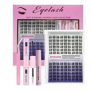 Double pointed wheat ear false eyelashes mixed with 14 rows of large capacity eyelash extension set, eyelash bonding and sealing+eyelash special clip, eyelash glue remover and personal false eyelash set eyelash extension set