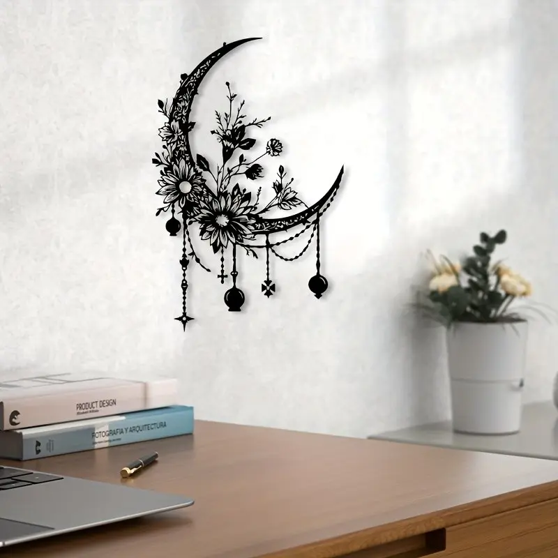 Gothic Metal Wall Decor Piece with Floral Flower Pattern, Bedroom Wall Decoration, Unique Gothic Style, Dark Botanical Art, Gothic Aesthetic, Perfect for Home Decor, Flower Pattern Wall Art, Decoration Items