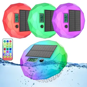 Solar Powered Floating Digital Pool Thermometer RGB Lights