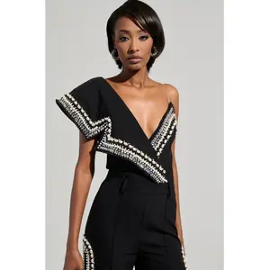 LUXURIOUS ASYMETRICAL PEARL BODYSUIT