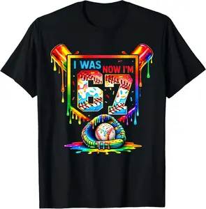 I was 6 Now I'm 7 Baseball Drip Birthday Boys Gifts for Youth Boys T-Shirt Cotton Fabric