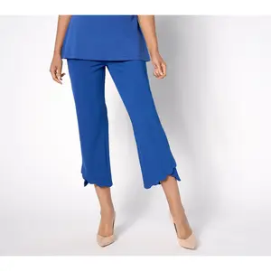 Isaac Mizrahi Live! Tall Pebble Knit Scallop Edge Crop Pants