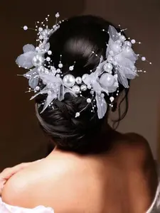 Faux Pearl Decorated Mesh Headband, Elegant Bridal Headwear for Wedding Party Formal Occasions, Fashion Hair Accessories for Women Hairstyles Ideas