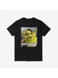 Men's T-shirt Shrek Emoji T-shirt Large Breathable Harajuku Summer Men's and Women's Fashion Trend Loose Large High Quality Top Comfortable and Breathable Round Neck Hoodie Short Sleeve Y2K Street Essential Fit Gift