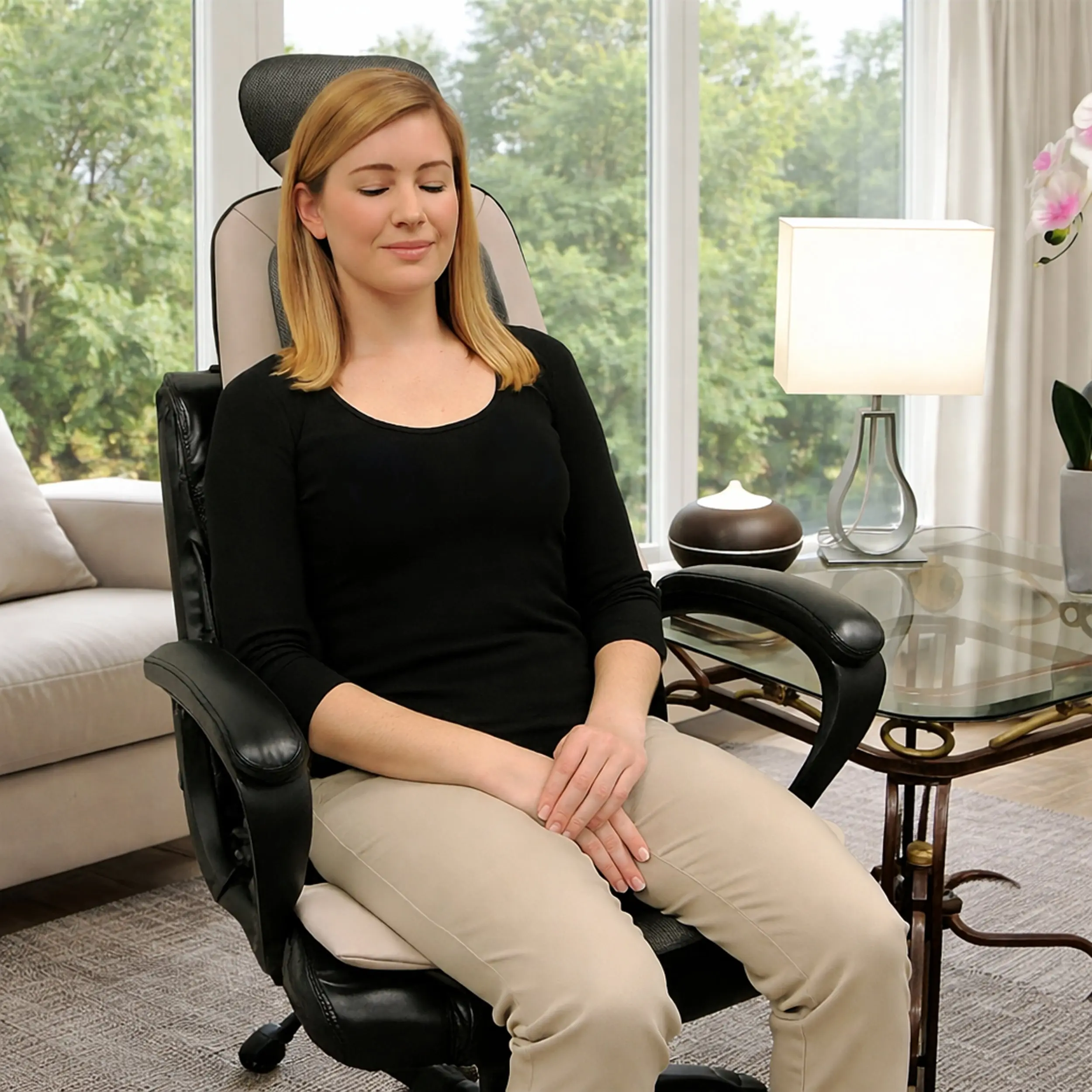 Carepeutic Op-Comfort Shiatsu and Rolling Massage Cushion with Vibration and Heat