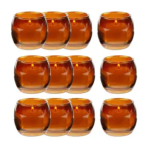 Bulk Amber Candle Holders - 12 Pc.