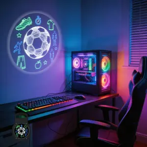 2D Flat, 1 pc, Neon Soccer Ball & Gear Pattern, Portable LED Pattern Projector Light, USB Interface,, Suitable for Soccer Matches & Fan Gatherings, Ideal for Game Room & Living Room, A Perfect Gift for Soccer Enthusiasts & Players