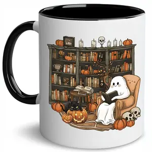Cute Halloween Ghost Reading Book Mug, Funny Boo Coffee Mug, Ghost Accent Mug, Book Lover Gift Mug, Reading Mug, Fall Autumn Mug, Spooky Season Mug, Halloween Gift Mug, Cute Bookish Mug, Librarian Mug, Teacher Mug, Ceramic Coffee Mug, 11Oz 15Oz Mug