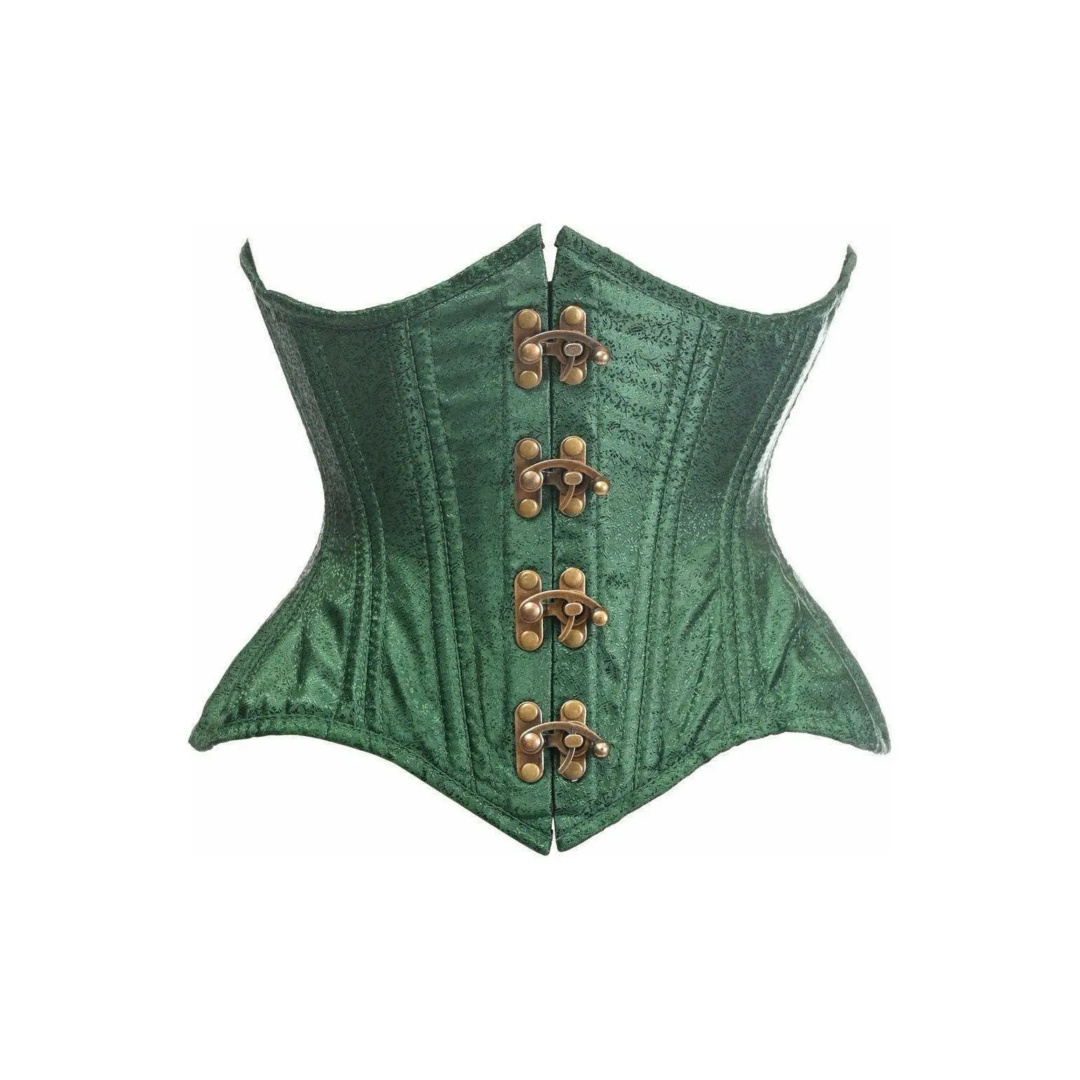 Top Drawer Double Steel Boned Green Brocade Curvy Underbust Corset