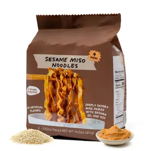 Sesame Miso Instant Ramen Noodles, Restaurant Style, 12g Plant-Based Protein, Vegan, Rich Umami Sauce, 4 Pack
