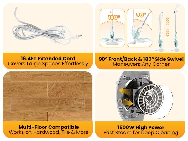 【NEW COLOR】Steam Mop for Floor Cleaning,Lightweight FloorCleaner for Hardwood/Tile/Laminate Floors Carpet