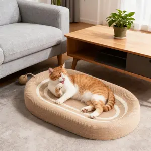 Long-Lasting Sisal-Seilkatze Kratzer Post& Bett Combo| Comfortable Resting Area, No Shedding, Furniture Protection, Ideal for Cats