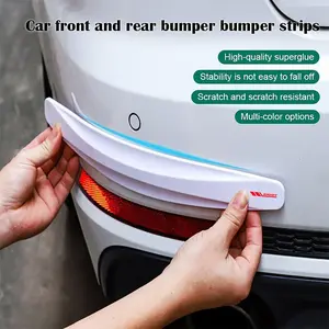 2Pcs Universal White Rubber Anti-Collision Protector, Front and Rear Bumper Corner Guard Strip, Flexible Scratch-Proof Buffer Rubber Strip, Self-Adhesive No Damage Installation, Universal for Sedans and SUVs