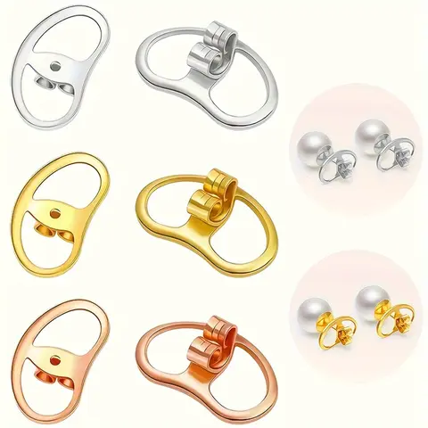 Copper Metal Earring Lifters (4/10pcs) - Hypoallergenic Adjustable Crown Backings, Jewelry DIY Supports for Droopy Ears & Heavy Earrings, Earring Backings Jewelry Findings