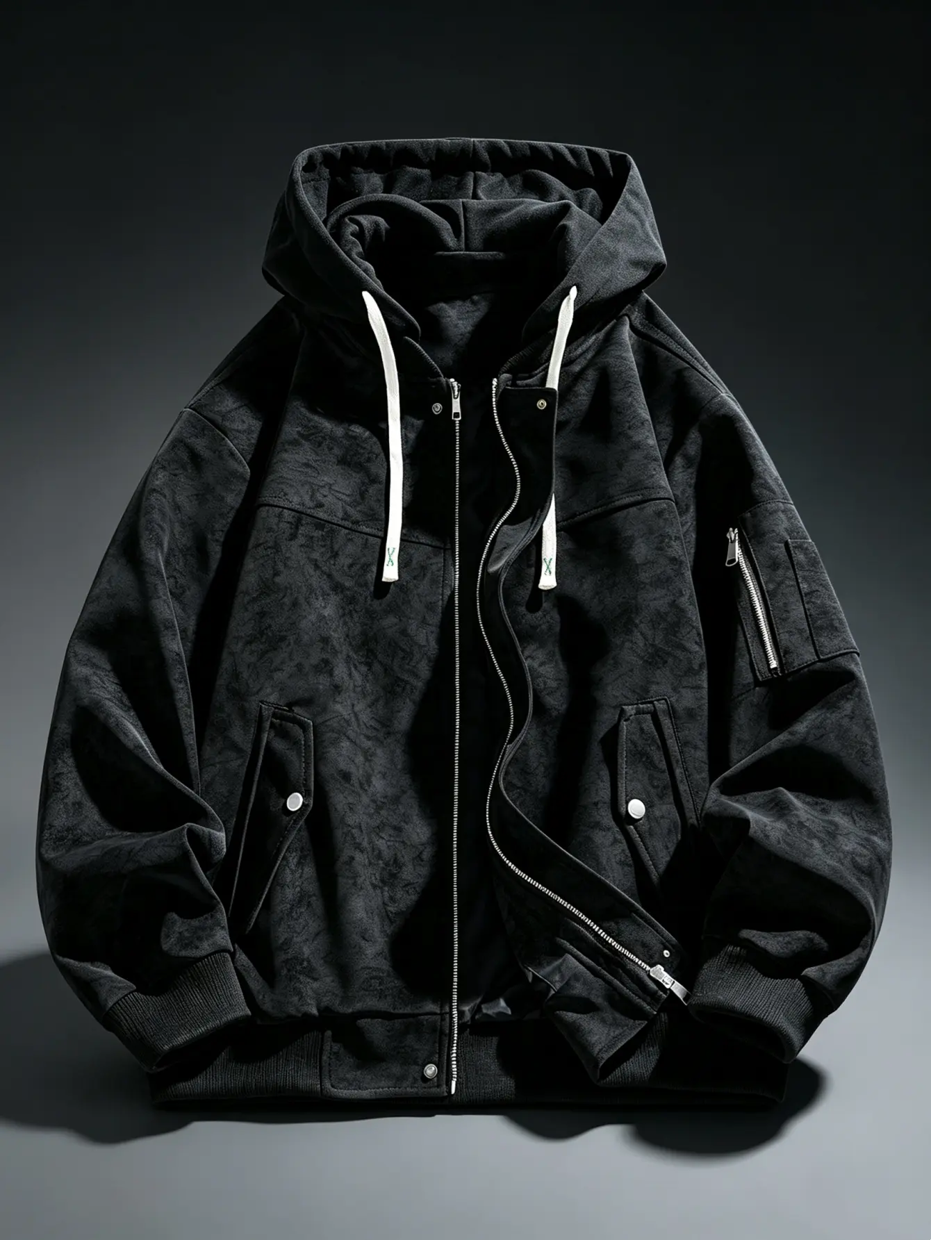 Men's Jacket Autumn And Winter American Style Fashion Versatile Fake Two-Piece Hooded Jacket