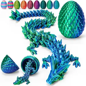 3D Printed Dragon Egg, Cool 3D Printer Articulated Crystal Dragon Toys for Kids