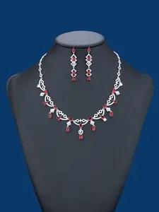 Women's Elegant Rhinestone Decorated Jewelry Set, Exquisite Trendy Pendant Necklace & Dangle Earrings & Ring & Bracelet, Fashionable Jewelry Set for Party Decoration