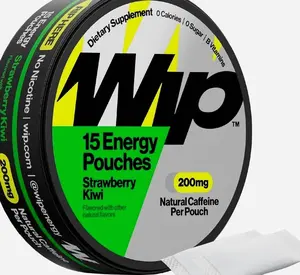 Wip Energy Pouches | 200mg Natural Caffeine | Vitamins and Minerals | Strawberry Kiwi | 15 Pouches Per Can | 1 Can