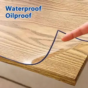 1pc PVC Transparent Table Protector – 1.0mm Thick Waterproof Oil  Heat-Resistant Soft Glass Mat for Dining, Coffee Tables  Desks