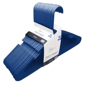 Clothing Hangers, 18 Pack, Blue, Durable Plastic