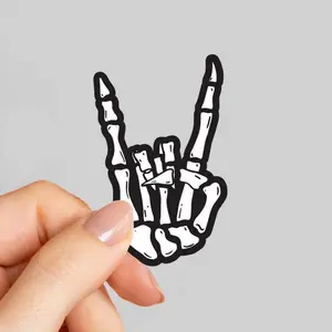 Rock Skeleton Sticker, Skeleton Sticker, Rock and Roll Sticker, Skeleton Hand Sticker, Laptop Sticker, Water Bottle Sticker