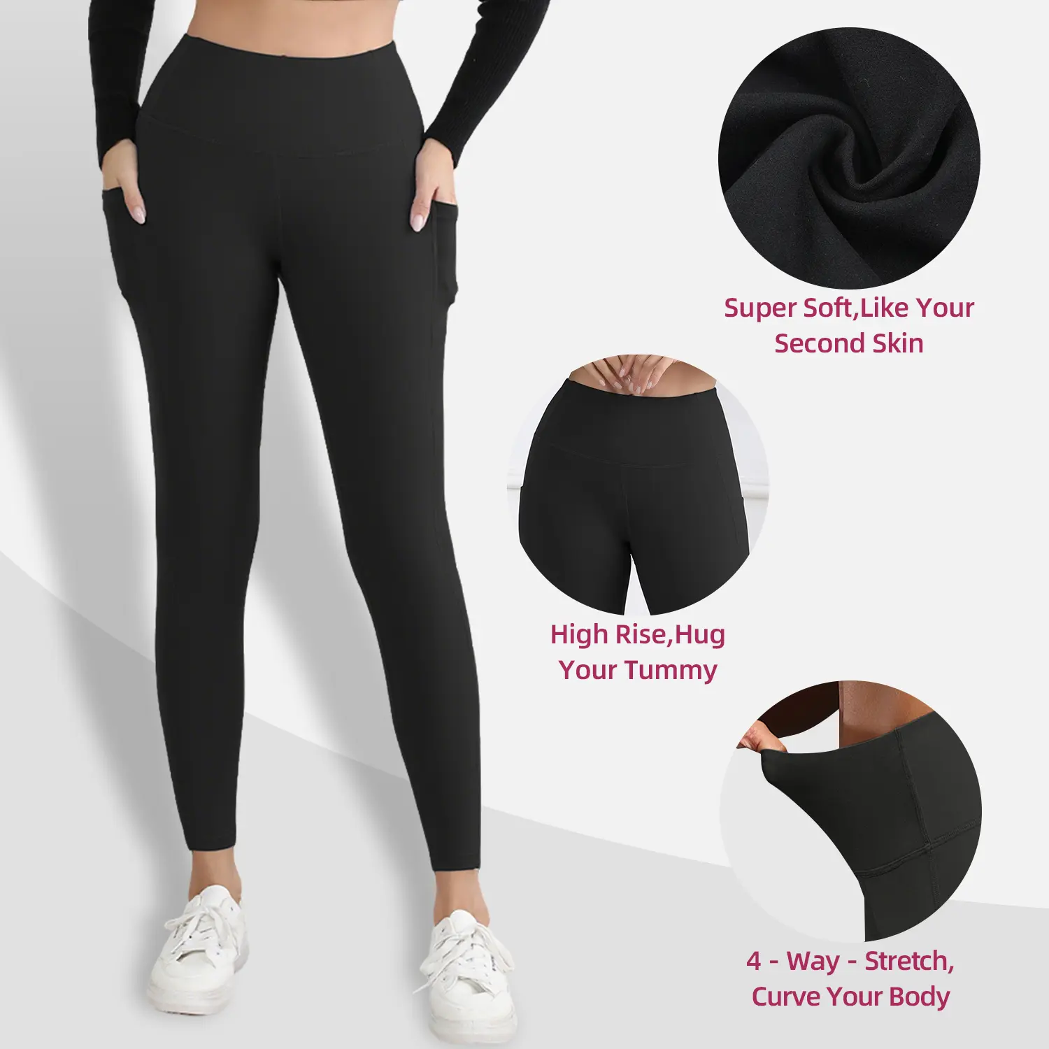 1/3/6-PACK High Waist Yoga Pants With Pockets, Exercise Running Yoga Leggings, Tummy Control Workout Running Yoga Leggings for Women 1/3/6-PACK High Waist Yoga Pants With Pockets, Exercise Running Yoga Leggings, Tummy Control Workout Running Yoga Leggings for Women