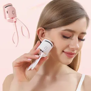 New heating eyelash curler with USB charging, 2-speed portable electric eyelash curler, waterproof, safe, travel friendly beauty tool, essential for home use