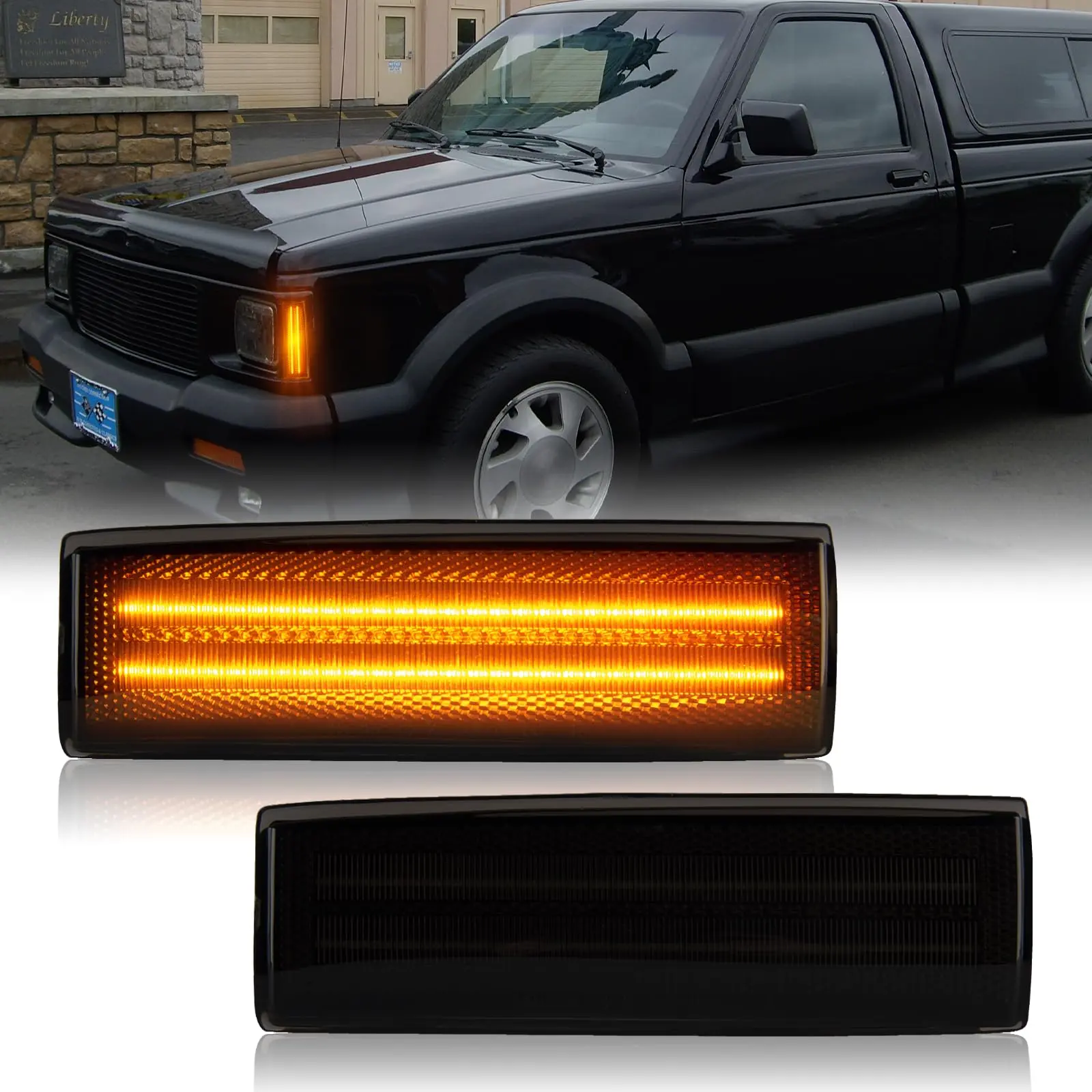 Gempro LED Front Bumper Side Marker Lights for 1983-1994 Chevy Blazer S10 GMC Jimmy S15 Amber Marker Lamps, 2PCS
