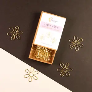 Gold Flowers Boxed Paper Clips
