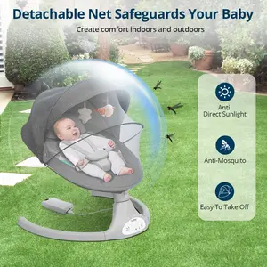 ioby Baby Swing for Infants to Toddler, Electric Portable Baby Bouncer for 0-6 Months Newborn, Baby Rocker with 5 Swing Speeds and Remote Control, Touch Screen, Bluetooth Music, for Baby 5-20Lb