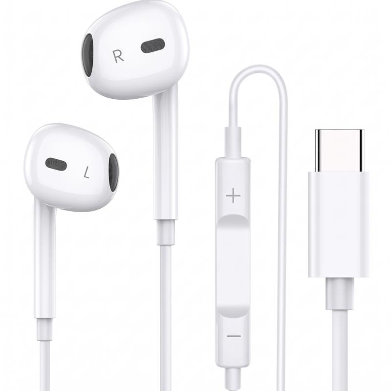 Wired Earphones with Microphone, Volume Control, Lightweight Design – Phone Accessories for Type-C Devices and Android Phones, Ideal for Entertainment