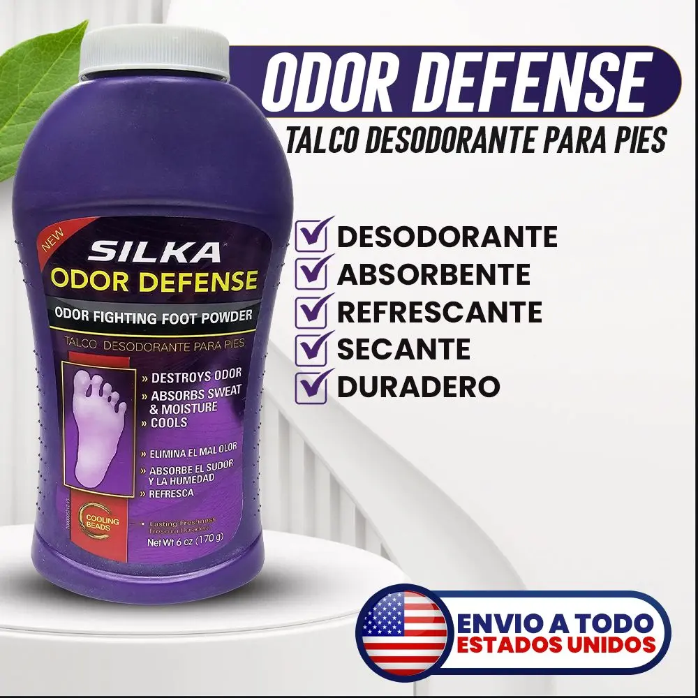 Silka Odor Defense Foot Talcum Powder, 6oz (170g) - Fragrance-Infused, Lightweight, Daily Use, Moisture-Absorbing, Antibacterial (Beauty & Personal Care, Bath & Body Care)