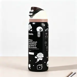 Owala 32oz White Rose with Black base Insulated Tumble - Leak-Proof Large Capacity Unbreakable Goblets for Trendy Commute Office Use bottles Straw Drinkware candycoated daily life easy drinking design water large cup