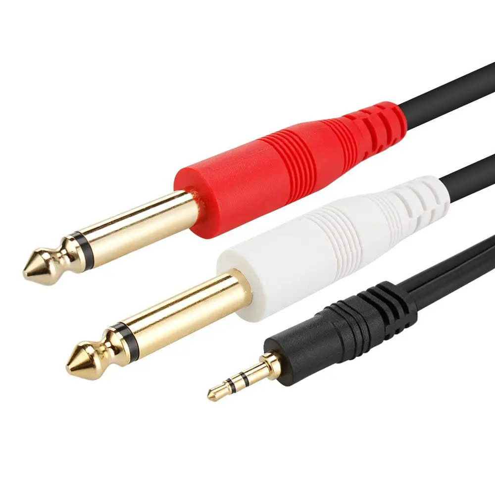 1/8 TRS to Dual 1/4 Audio Cable, 3.5mm TRS to 6.35mm Dual 1/4 TS Mono Y Splitter Audio Cable Adapter for SMA rtphone, Computer, Mixer, Amplifier Speaker, Home Stereo System (5FT)