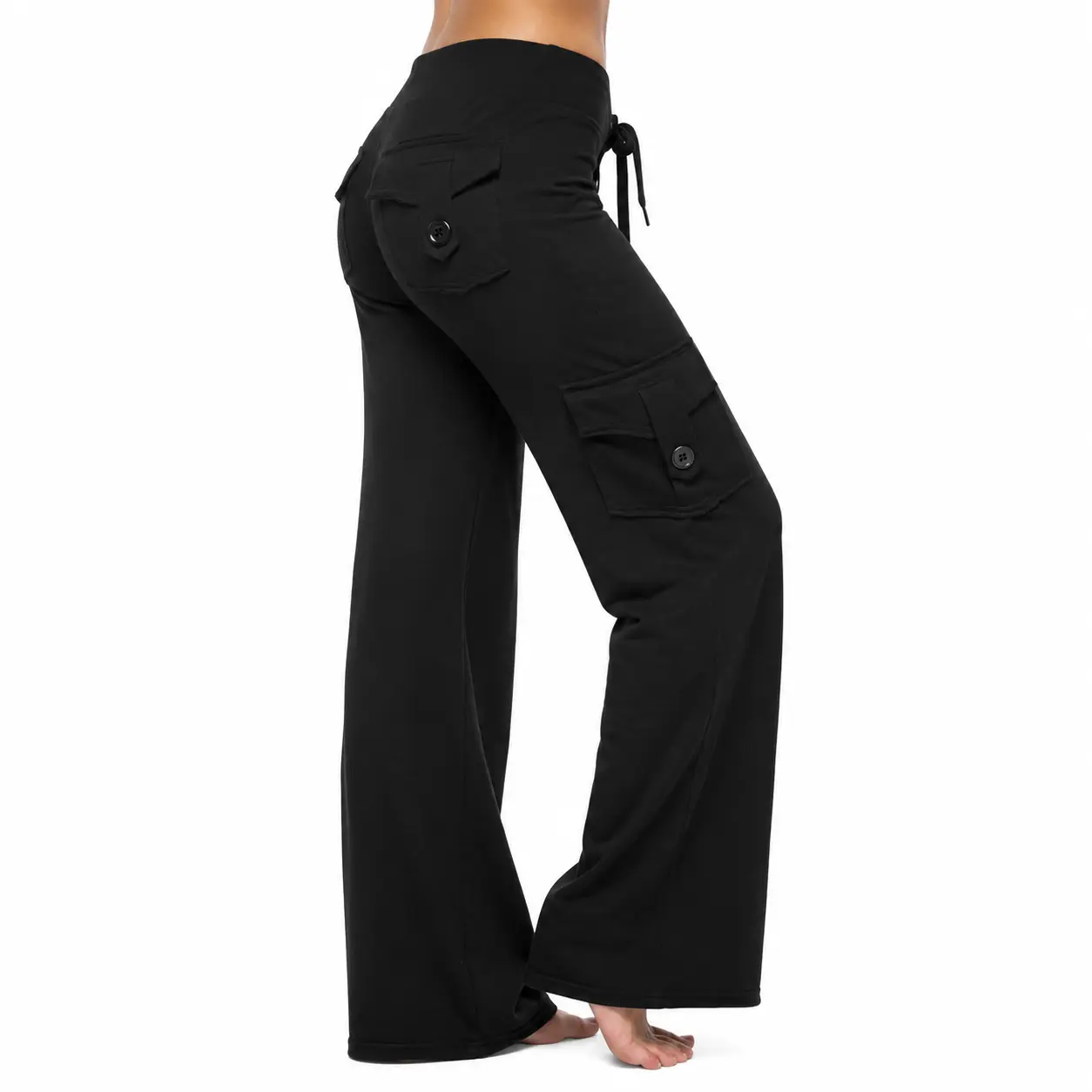Women's Flex High-Waisted Work Bottoms - Slight Flared, No Zippers, 4-Way Stretch, All-Day Comfort Trousers with Back Pockets for Office Use, Bottoms With Pockets, Work Pants