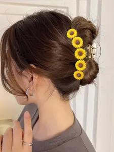 Sunflower Design Hair Claw, Ponytail Claw Clip, Cute Hair Accessories for Women & Girls, Minimalist Headwear Suitable for Thick Hair, Fashion Hair Accessories for Party, Daily Decor