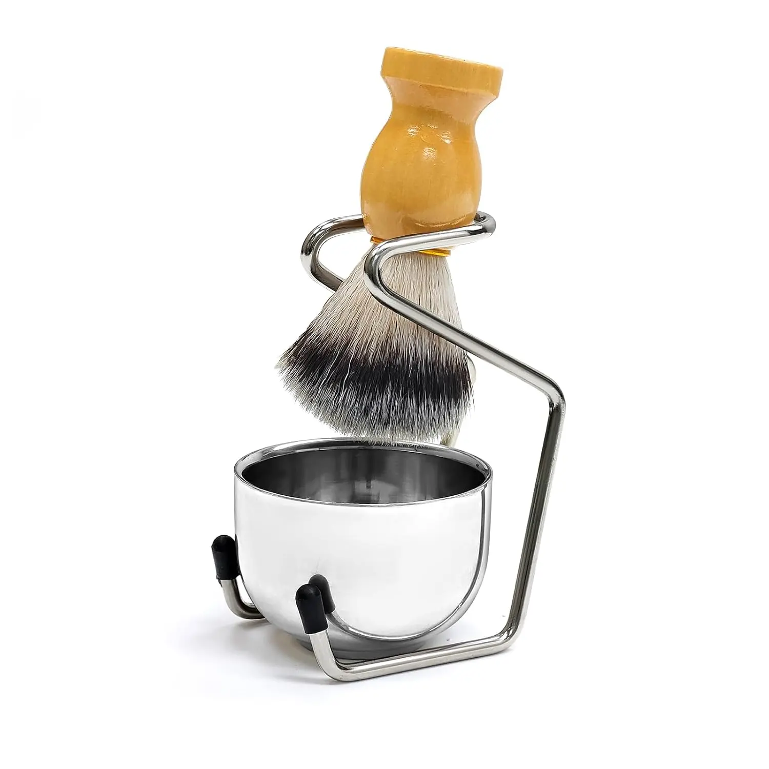 Shave Brush and Bowl, Premium Badger Hair Shaving Brush Set with Stainless Steel Shaving Bowl, Exfoliating Shaving Cream Brush for Men’s Wet Shave