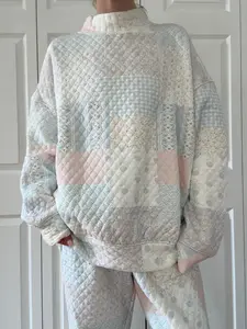 Shades Of Blue Quilted Pastel Mockneck Sweatshirt Shades Of Blue Quilted Pastel Mockneck Sweatshirt