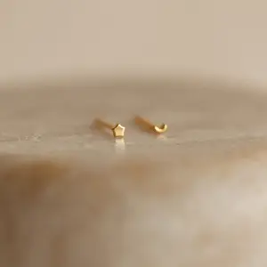 Tiny Moon & Star Studs by Caitlyn Minimalist - Dainty Celestial Stud Earrings - Cute Cartilage Earrings - Summer Jewelry - Birthday Gift
