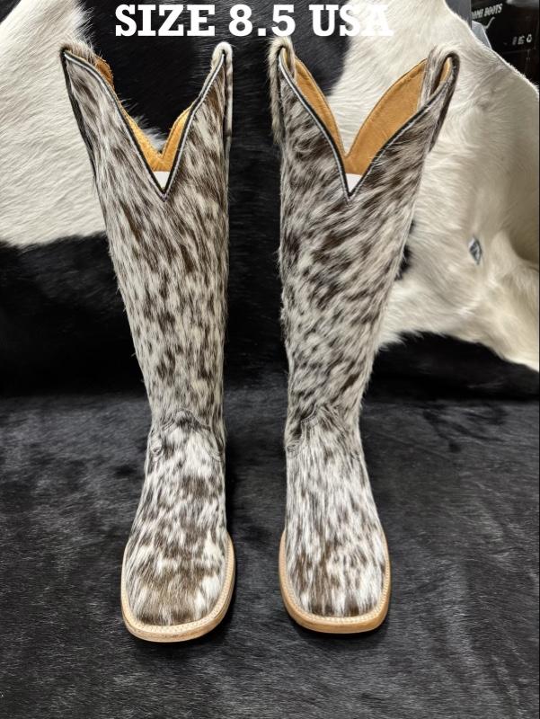 WOMEN COWHIDE SQUARE TOE BOOTS